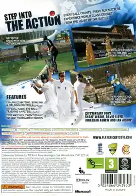 International Cricket 2010 (USA) box cover back